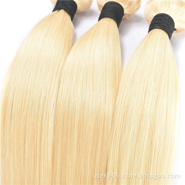 Best Quality Extension Vendors Blonde Raw Brazilian Virgin Cuticle Aligned Straight 613 Human Hair Bundles